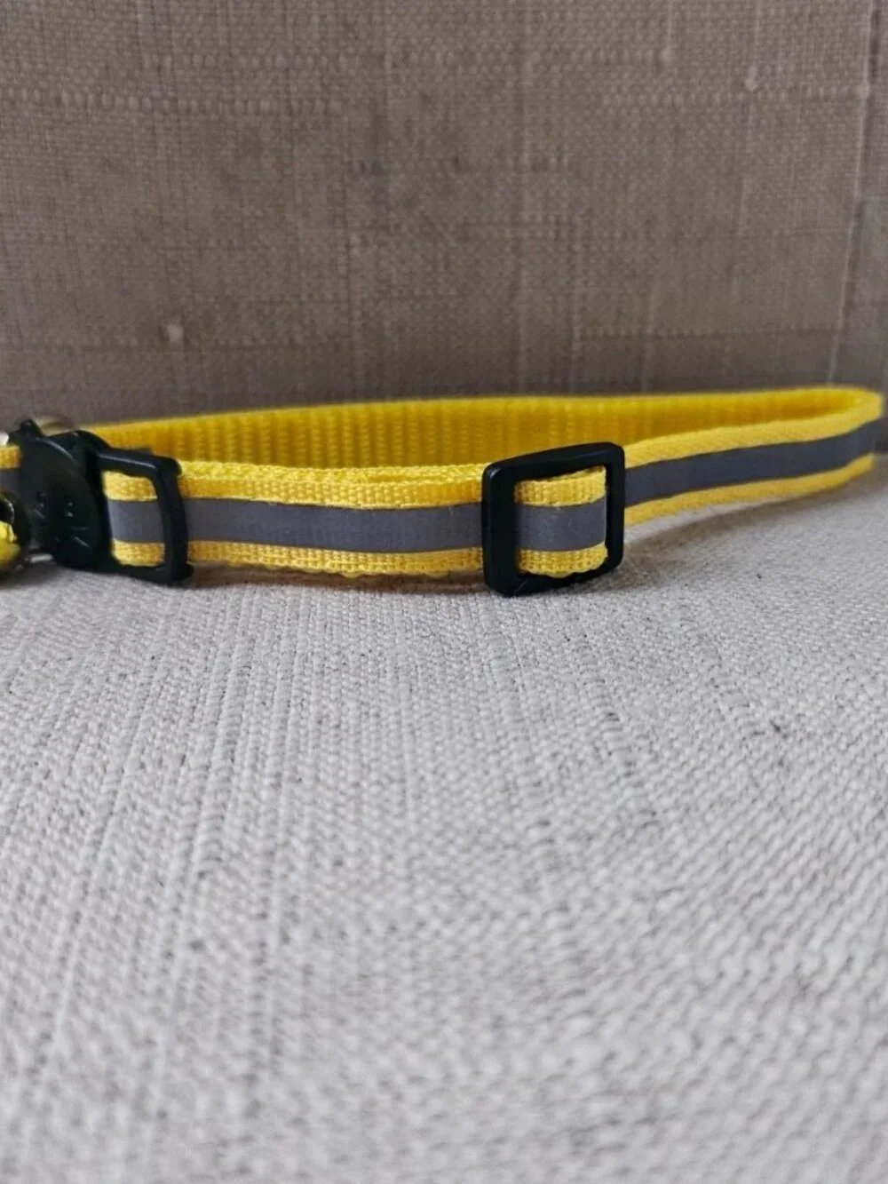 Cat Collar W/ Bell Yellow Nylon Collar Reflective Pet Collar Size Adjustable
